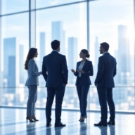 Silhouetten in modernener Business-Umgebung